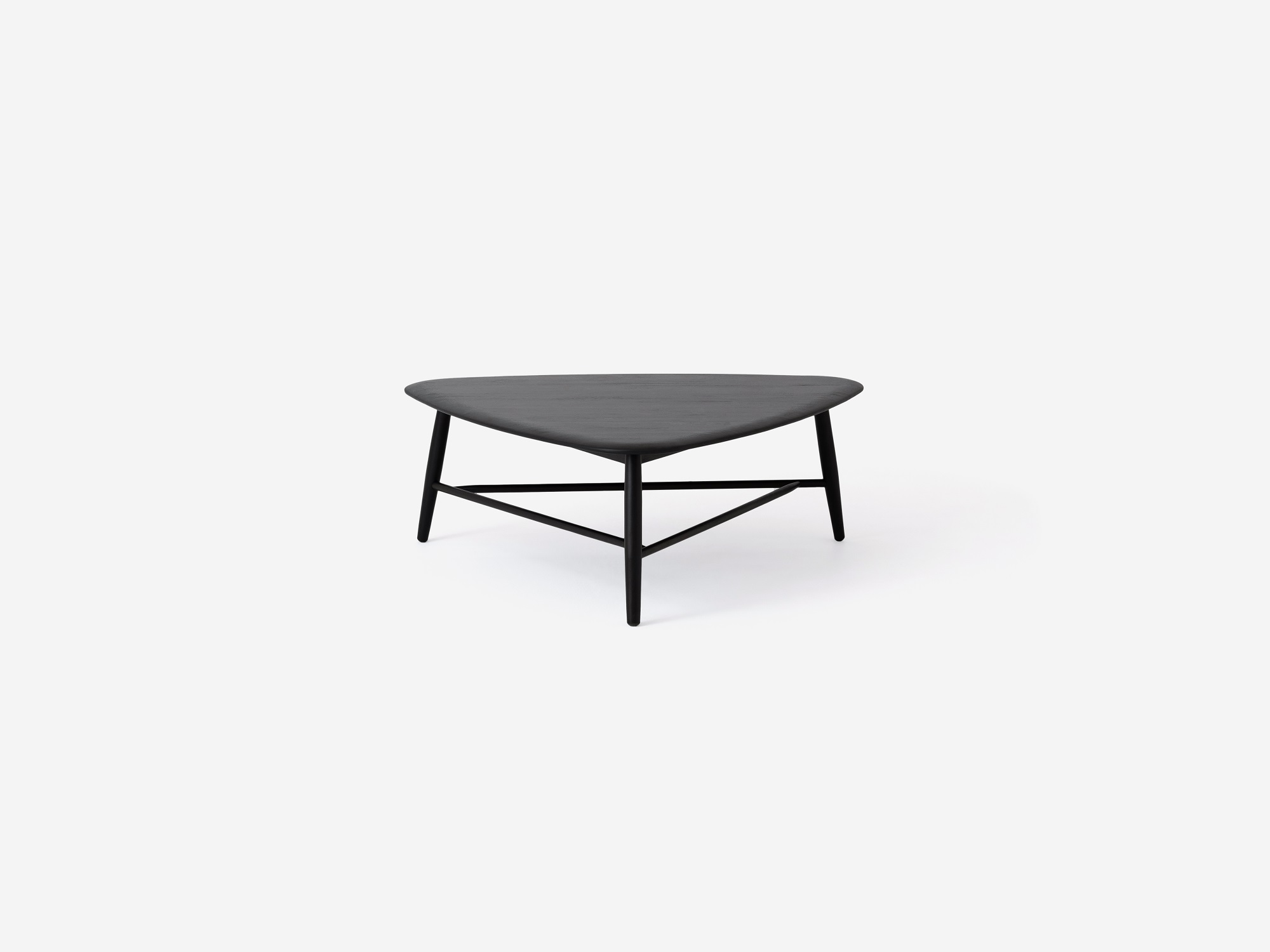 Large black tri coffee table front view